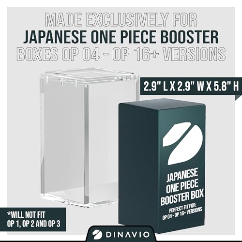 Dinavio Crafthouse Japanese One Piece Booster Box Acrylic Display Case Stackable - UV Protection with N52 Strong Magnets - Compatible with Japanese One Piece OP-04 to OP-16 Booster Box - size: Fits Japanese OP04 to OP16