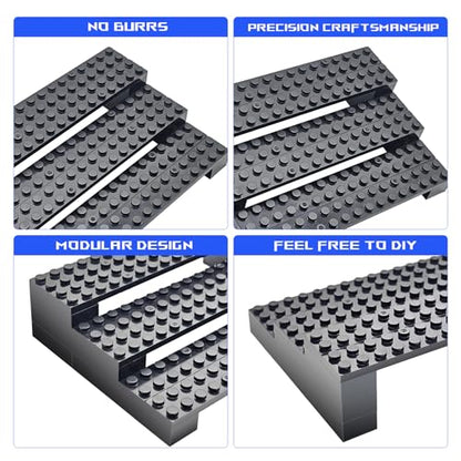 Minifigures Display Stand Buiding Blocks, Display Shelves, Compatible with Lego, 3 Tier Mini Figure Case, Display Stand for Organizing Your Minifigure Collection - color: Black