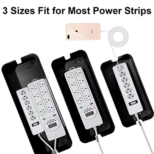 DUNCHATY Cable Management Box 3 Pack - Cord Organizer Box for Desk TV Computer - Large Medium Small Power Strip Cover & Wire Hider - Child & Pet Safe ABS Cord Box with Cable Ties - Black - color: Black