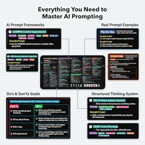 Chat GPT Cheat Sheet Desk Mat | How to Write an Effective Prompt Using Chatgpt, Copilot Cheat Sheet Lambock New Version Large Desk Pad for Keyboard and Mouse | 12x22 in NEW - size: New Version-12x22 in