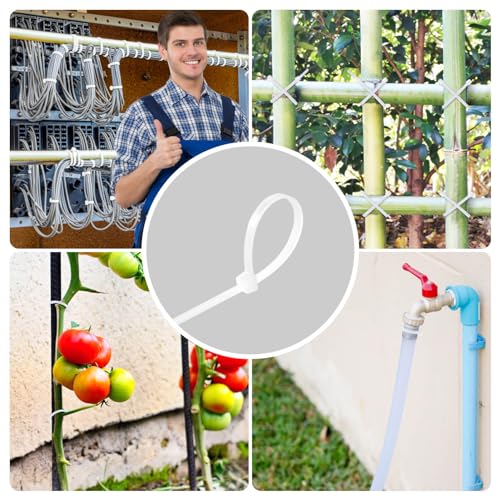 Cable Zip Ties 12 inch Cehony 500 Pack White Zip Ties Heavy Duty 50lbs Tensile Strength Plastic Zip Ties for Outdoor and Indoor Multi-Purpose Cable Ties Self-Locking UV Resistant Wire Ties Wraps - color: White