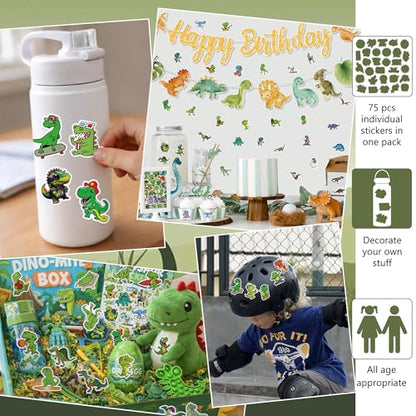 DETICKERS Cute Dinosaur Stickers for Kids 3-8 Boys Water Bottles 75 PCS Waterproof Vinyl Gifts for Teen Boys Stickers - style: Dinosaur