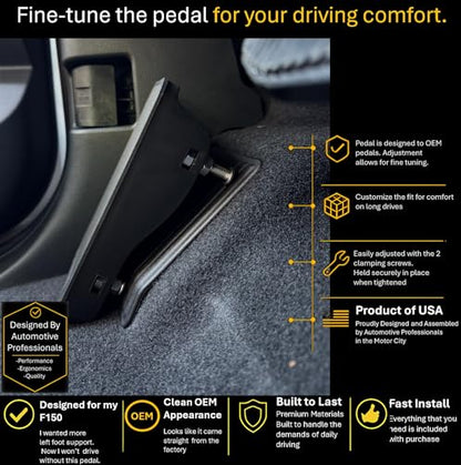Ergonomic Adjustable Left Foot Rest Comfort Dead Pedal for Ford F150 F250 F350 F450 F550 F650, Compatible with Ford F-Series & Expedition, Compatible with RAM Trucks