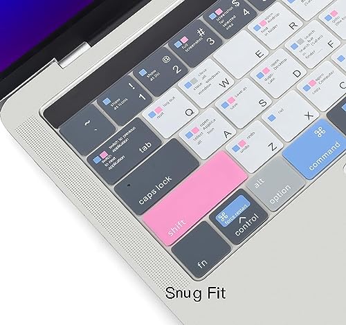 CaseBuy MacBook Pro 13 Inch Keyboard Cover Shortcuts for 2019 2018 2017 2016 MacBook Pro 13 & 15 with Touch Bar Model A2159 A1989 A1706 A1990 A1707 MAC OS Shortcut Hot Keys Keyboard Protector - size: MacBook Pro 13" 15"(2019-2016)