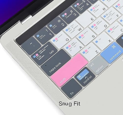 CaseBuy MacBook Pro 13 Inch Keyboard Cover Shortcuts for 2019 2018 2017 2016 MacBook Pro 13 & 15 with Touch Bar Model A2159 A1989 A1706 A1990 A1707 MAC OS Shortcut Hot Keys Keyboard Protector - size: MacBook Pro 13" 15"(2019-2016)