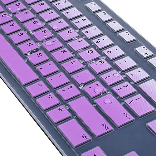 Keyboard Cover for KB216 Wired & Dell KM636 Wireless Keyboard/Dell Optiplex 5250 3050 3240 5460 7450 7050/ Dell Inspiron AIO 3475/3670/3477 All-in one Desktop Keyboard Skin, Ombre Pinkish Purple - color: Ombre Pinkish Purple