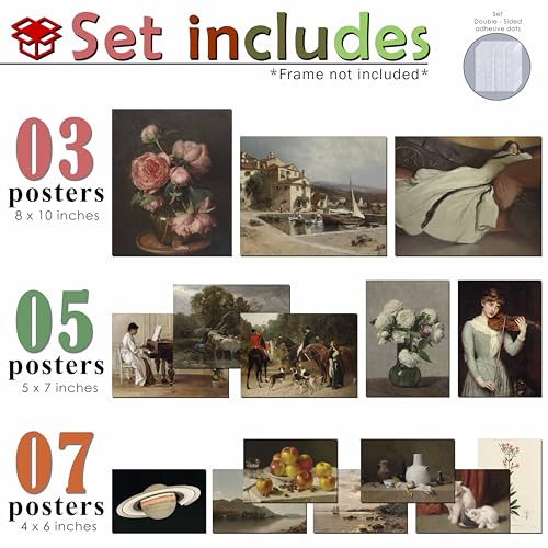 LANCHI95 15PCS Vintage Wall Art Decor– Moody Gallery Art Prints, Eclectic French Country Vintage Posters for Bedroom, Living Room, Office, Rustic Cottagecore Aesthetic (UNFRAMED) (Vintage 12) - color: Vintage 12