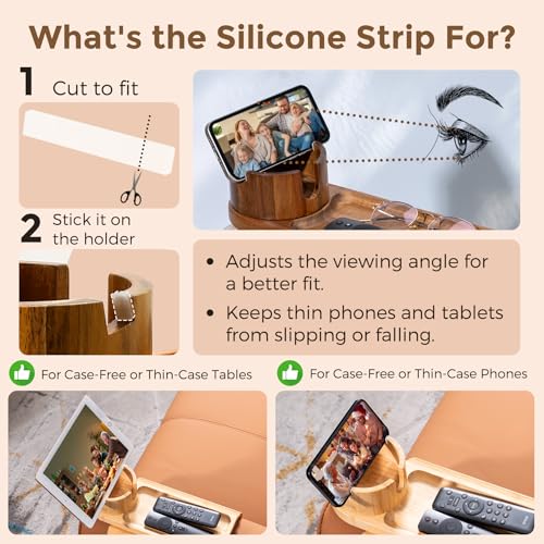 Couch Cup Holder Tray for Armrests Over 4.9" Wide, Bamboo Couch Arm Tray with 360° Rotating Phone Stand, 3 in 1 Foldable Sofa Arm Tray Table for Remote, Snacks, Phone, Drinks Black - color: Black+bamboo
