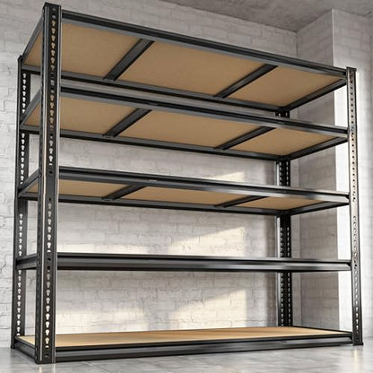 48"W Garage Shelving, 3050LBS Storage Shelves Heavy Duty, 5 Tier Metal Shelving Unit Adjustable Garage Shelves Heavy Duty Shelving for Warehouse,Commercial, Kitchen, 48" W × 24" D × 72" H, Black - size: 48"W x 72" H x 24" D