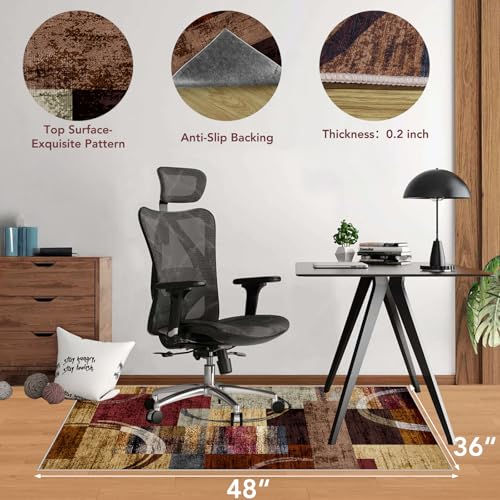 Office Chair Mat for Hardwood Floor&Tile Floor,36"X 48" Heavy Duty Desk Chair Mat for Hard Floors,Under Desk Rug for Rolling Computer Chair,Anti Slip,Low Pile Carpet Floor-Geo Multi - color: Geo Multi, size: 36"X 48"