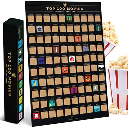 Enno Vatti Top 100 Movies Scratch Off Poster - Bucket List of Best Films - 100 Movie Scratch Off Poster (16.5" x 23.4") - Including Top 100 Movies Posters - Gift for Movie Lovers - style: Top 100 Movies