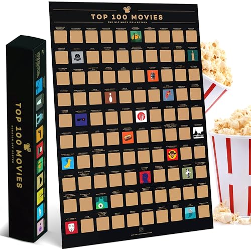 Enno Vatti Top 100 Movies Scratch Off Poster - Bucket List of Best Films - 100 Movie Scratch Off Poster (16.5" x 23.4") - Including Top 100 Movies Posters - Gift for Movie Lovers - style: Top 100 Movies