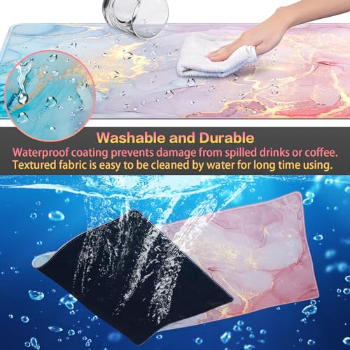 Canjoy Gaming Mouse Pad, Large Extended Mouse Pad Big Computer Mousepad for Home Office Gaming Work 31.5x15.7inch - color: Pink Blue Marble