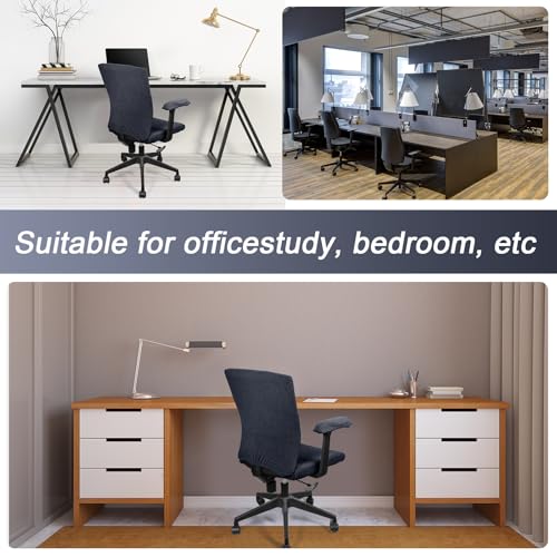 Tallew 4 Pcs Office Chair Covers Set Computer Universal Protective Stretchable Chair Seat Covers Desk Armrest Slipcovers Pads Office Cushion Backrest for Rotating (XL,Dark Gray) - color: Dark Gray