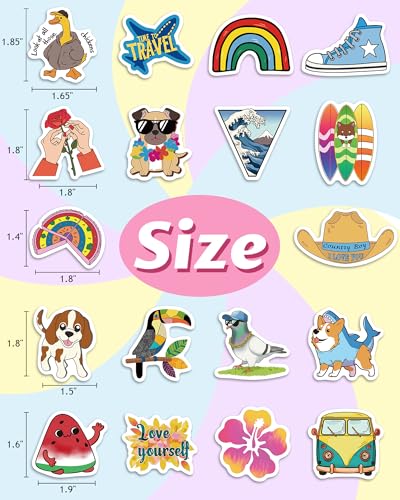 Greingways 100 Pcs Water Bottle Stickers for Kids Classroom, Waterproof Stickers for Laptop Scrapbook Skateboard, Vinyl Cute Sticker Packs for Teens Boys Girls Adults - style: 100 pcs