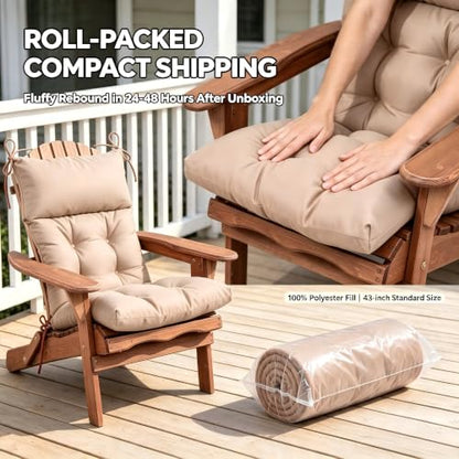 QILLOWAY Outdoor Rocking Chair Cushions Set of 2, 100% Polyester Waterproof Patio Rocking Chair Cushion, High Back Weatherproof Chair Pad for Adirondack & Outdoor Furniture, Sand,Beige - color: Beige/Sand/Camel