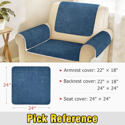 Couch Arm Covers, Sofa Arm Covers, Waterproof Armrest Cover for Sofa, Loveseat, Armchair, Anti-Slip Recliner Arm Cover, Headrest Cover, Arm Chair Covers Set of 2 (Navy Blue, 24"×24") - color: Navy Blue, size: 24" x 24" - 2 pcs