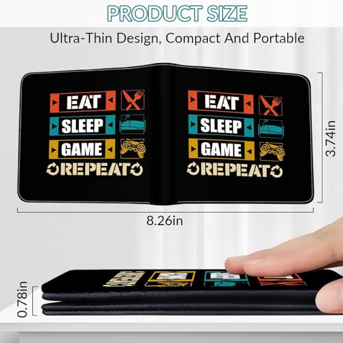 EXXBYELI Boys Wallet Gamepad Leather Wallets Credit Id Card Cash Holder Black Rfid Blocking Zipper Cute Cool Funny Aesthetic Wallets With Coin Pocket Id Window Teen Wallets for Boys Teenager Wallet - color: games-text-22