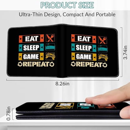 EXXBYELI Boys Wallet Gamepad Leather Wallets Credit Id Card Cash Holder Black Rfid Blocking Zipper Cute Cool Funny Aesthetic Wallets With Coin Pocket Id Window Teen Wallets for Boys Teenager Wallet - color: games-text-22