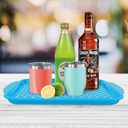 OGGI Anti Slip Serving Tray with Handles- Blue Rectangle Serving Tray - Ideal for Eating, Breakfast, Food Tray, Appetizer, Serving - color: Aqua, size: 17.3" x 11.5" x 1.3"