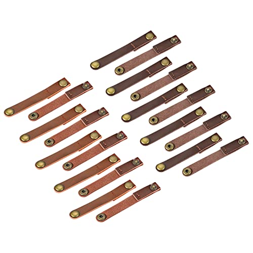 MECCANIXITY Pack of 20 Leather Cable Straps Cable Ties, Cord Organizer, Portable Cable Management for USB Cables, Headphone Wires, Brown/Light Brown - color: Brown,light Brown