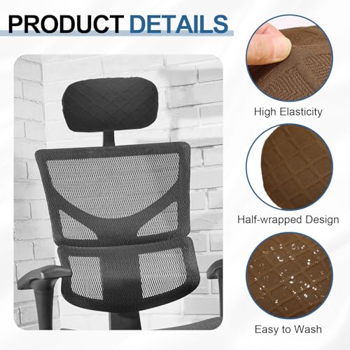 uxcell Office Chair Pillow Cover, Office Chair Headrest Attachment Mesh Removable Headrest Protector for Home Desk Computer Chairs, Brown - color: Brown