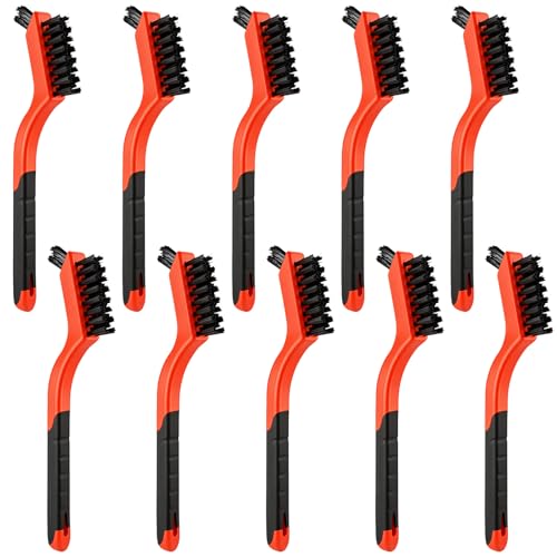 10PCS Nylon Cleaning Brushes for Tight Spaces, Non Scratch Detail Cleaning Brush Set for Window Tracks, Kitchen, Bathroom, Keyboard, Car Detailing & Household Cleaning