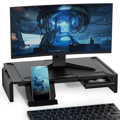 Heymaster Ergonomic Monitor Stand Riser, Laptop Stand Foldable Muti-Angle Adjustable Portable Foldable Stand with Heat-Vent Compatible with MacBook, Air, Pro, Surface Laptop (9-17 inches) (Black)