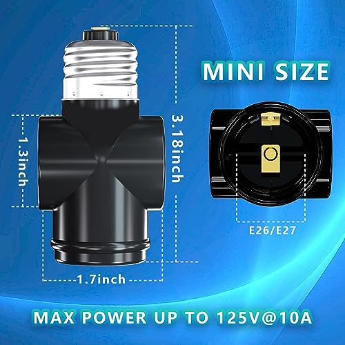 2 Pack, Light Socket to Plug Adapter, Convert E26 Light Socket to 3-Prong Outlet Adapter and Light Bulb Socket (Black) - style: Black