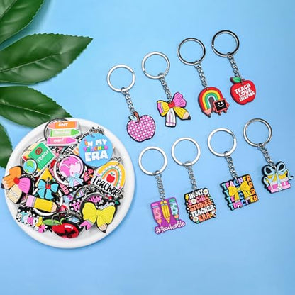 Keychains Bulk,Funny Key Chain for Prizes Incentives Holiday Gifts Birthday Party Favors - color: 30pcs Teacher Keychains