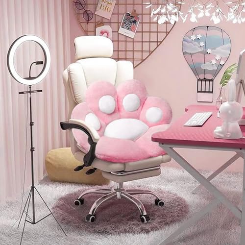DOBUONO Cat Paw Cushion Kawaii Office Desk Chair Cushion Comfy Plush Cat Paw Shape Gaming Chair Cushion Bear Cute Seat Cushion for Girl, Kawaii Room Bedroom Decorate 28"x 24" (Pink) - color: Pink-1