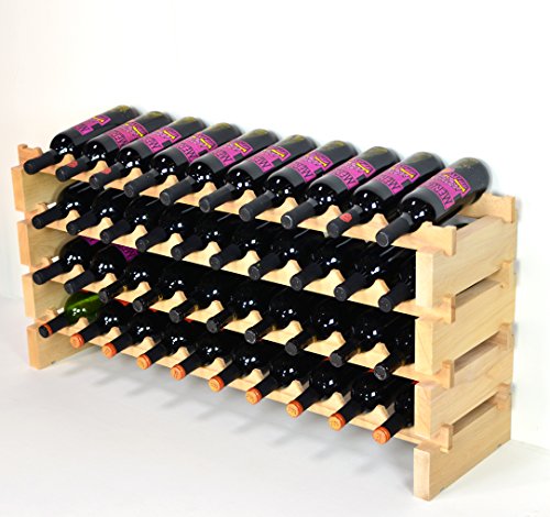 Modular Wine Rack Beechwood 40-120 Bottle Capacity 10 Bottles Across up to 12 Rows Newest Improved Model (40 Bottles - 4 Rows) - size: 40 Bottles - 4 Rows