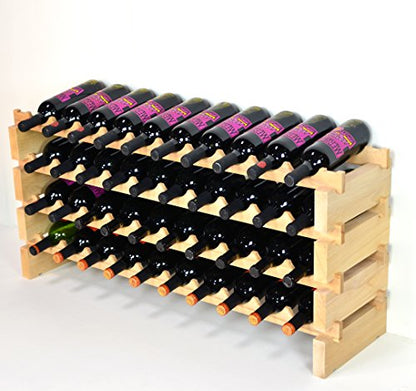 Modular Wine Rack Beechwood 40-120 Bottle Capacity 10 Bottles Across up to 12 Rows Newest Improved Model (40 Bottles - 4 Rows) - size: 40 Bottles - 4 Rows