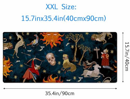 Mouse Pad Gaming, Large Mouse Pads for Desk, Keyboard Mouse Mat Desk Pad, Non-Slip Rubber Base with Stitched Edges Mousepad, 35.4x15.7in Medieval Astrology - color: Medieval Astrology, size: 35.4L x 15.7W inches