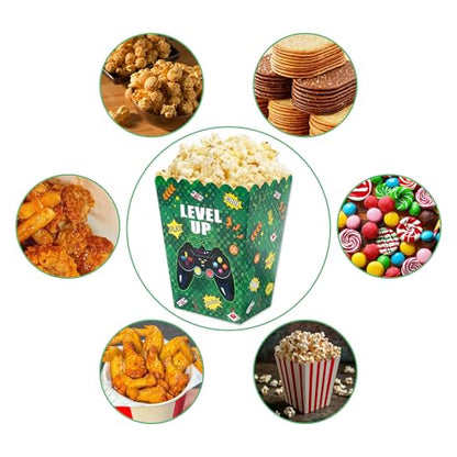 10Pcs Video Game Popcorn Boxes Level Up Candy Goodie Boxes Gaming Party Favors Gift Bags Video Game Birthday Party Supplies Baby Shower Decorations