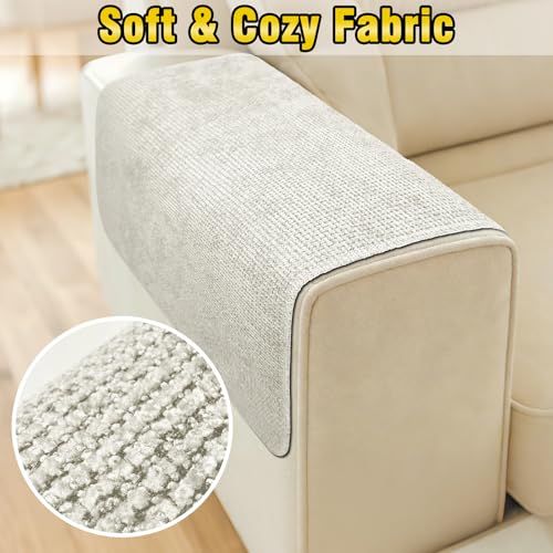 Couch Arm Covers, Sofa Arm Covers, Waterproof Armrest Cover for Sofa, Loveseat, Armchair, Anti-Slip Recliner Arm Cover, Headrest Cover, Arm Chair Covers Set of 2 (Beige, 24"×24") - color: Beige, size: 24" x 24" - 2 pcs