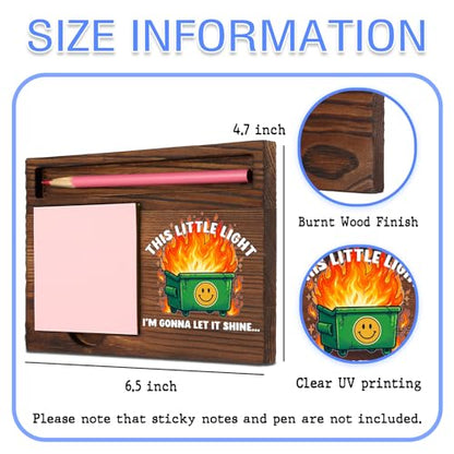Cute Funny Desk Sticky Note Holder, Coworker Gift for Women Friends Teacher Nurse, Office Desk Organizer Memo Pad Holder Wood Desk Decor STYW2 - style: This Little Light