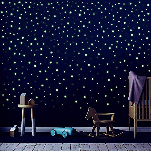 Quanhaigou Realistic 3D Domed Stars Glow in The Dark,615 pcs Dots Stars for Starry Sky, Stickers for Ceiling and Wall Decals, Perfect for Kids Bedding Room Party Birthday Gift(615 pcs) - color: Glow Galaxy Star