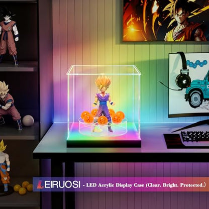 Shenron Acrylic Display Case, Clear LED Display Case Box for Dragon Shenlong Statue, Dragon Balls & Figure with Holder Stand, Dustproof Protective Showcase - Kids Birthday Christmas - size: Dragon Display Case 10.63x10.63x9.84in