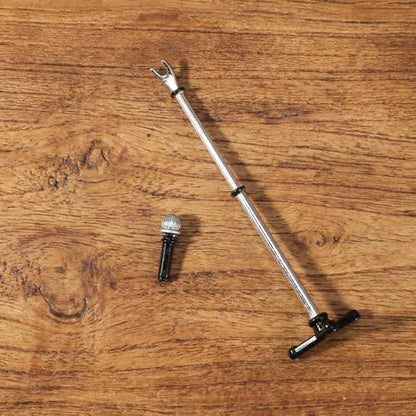 Miniature Dollhouse Accessories 1:12 Scale Miniature Scene Microphone with Stand Black Dollhouse Furniture DéCor Doll's Microphone