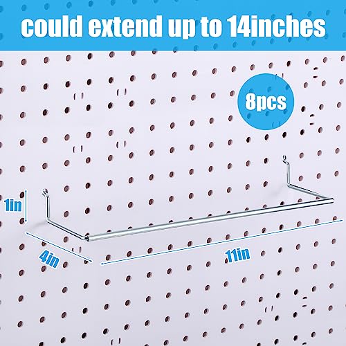 Nuanchu 8 Pcs Paper Towel Holder for Pegboard Extendable Peg Board Organizer Accessories Pegboard Towel Holder Accessories for Craft Room Laundry Room Kitchen Bathroom(Silver,11x4 Inch) - color: Silver