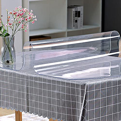VEVOR Plastic Table Cover 42 x 78 Inch, 2 mm Thick Clear Table Protector, Rectangle Clear Desk Mat, Waterproof & Easy Cleaning for Office Dresser Night Stand - size: 78" x 42" (Rectangular)