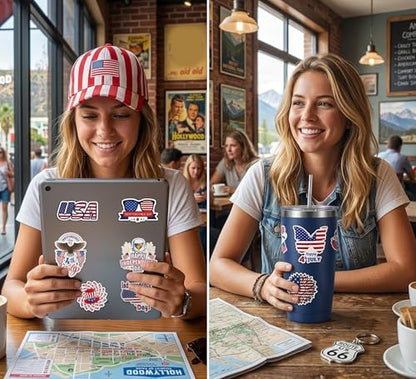 USA Independence Day 150th Anniversary Stickers Pack, 4th of July 50PCS Patriotic Vinyl Stickers for Water Bottles, Laptops, Scrapbooks, Party Favors & Gifts - style: Independence Day Stickers