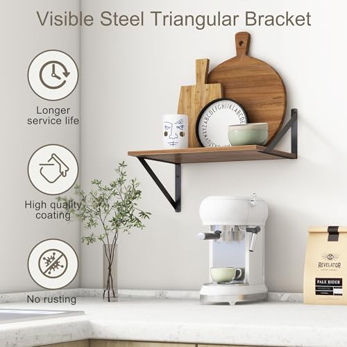 Walnut Floating Shelves Set of 2 - 16"W x 12"D Wide Display Ledges for Bedroom, Bathroom - 12 Deep Bookshelf Wall Mounted - color: Walnut, size: 16"W x 12"D
