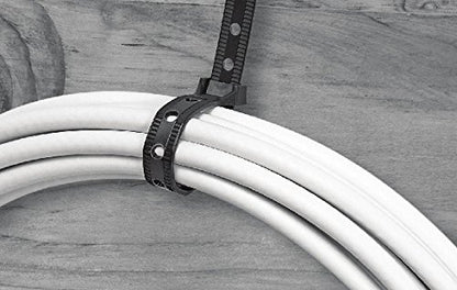 Southwire 8-Inch Heavy Duty Mountable Cable Ties, 90lb Tensile Strength, Universal Easy Zip, 100 pack, Black