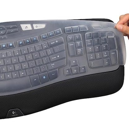 MUBUY Keyboard Cover for Logitech K350 Wireless Wave Keyboard & MK570 MK550 Wireless Wave, & K350 MK550 MK570 Keyboard Accessories Protective Skin-Clear - color: Clear