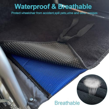Waterproof Wheelchair Seat Cover Pads,6 Straps Reusable Seat Pads Cover with Anti-Slip Protector Washable for Elderly,Incontinence Patients,Nursery