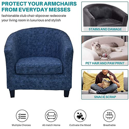 KRFOONN 2 Pieces Club Chair Slipcover Stretch Waterproof Tub Chair Slipcover Armchair Covers Sofa Cover Removable Round Barrel Chair Covers Couch Furniture Protector Cover for Living Room, A43 - color: Colora43