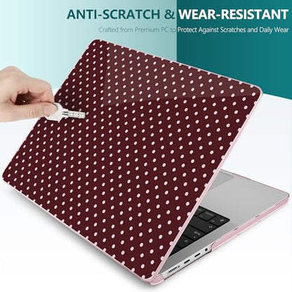 DONGKE Compatible with MacBook Pro 16 Inch Case (2026-2021 Release, M5 M4 M3 M2 M1 Pro/Max Chip), Plastic Hard Shell with Keyboard Cover & Screen Protector for MacBook Pro 16", Burgundy Polka Dots - color: Burgundy Polka Dots
