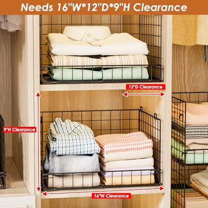 Yociyoga 5-Tier Stackable Closet Organizers and Storage Shelves, Closet Shelf Organizer Basket Bins, Foldable Sweater Storage for Closet Organizer System, Black(Patent 30022416)